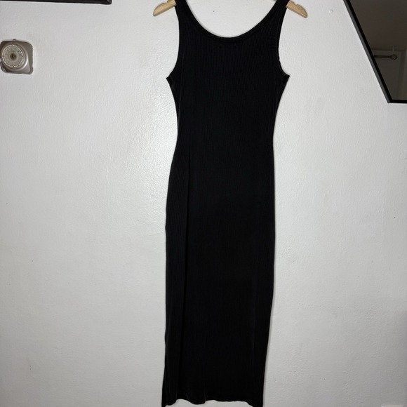 L Space Black Ribbed Side Slit Maxi Dress Cover Up Women's Medium Beach Boho - Picture 6 of 14